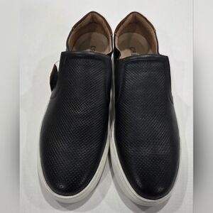 Crevo Black Perforated Slip-On Loafers